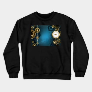 Turquoise Background with Gears ( Steampunk ) Crewneck Sweatshirt